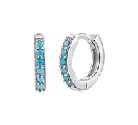 Dainty Turquoise Blue Tiny Small Mini Hoop Earrings Post for Cartilage Tragus Pierced Sleeper Cuff Women 2nd Hole Round Hinged Huggie Hoops Fashion Gifts Hypoallergenic Gifts Bff Daughter Xmas 7mm