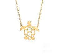 Dainty Turtle Necklace, Titanium Steel 18K Gold/White Gold Plated Turtle Necklace, Boho Trendy Sea Turtle Necklace, Simple Turtle Necklace Jewelry for Women (Gold)