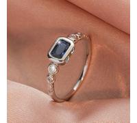 Dainty Vintage Ring for Women Shiny Blue White CZ Jewelry for Daily Life | Modern Accessory for Party