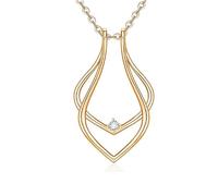 Dainty Waterdrop Ring Holder Necklace for Women Men CZ Simple Ring Keeper Necklaces Geometric Pendant Bride Wedding Engagement Saver Jewelry Birthday Valentine's Day Gifts Wife Girlfriend Mother(Gold)