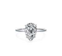 Dainty Wedding Band, Womens Band Rings with 3ct Pear Shape Moissanite Silver 18K White Gold Size V 1/2