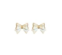 Dainty White Bow Knot Stud Earrings for Women,Sweet Temperament Ribbon Bow Statement Earrings,Fashionable Preppy Style Prom Graduation Jewelry Gifts, L, Metal, No Gemstone