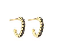 Dainty Zircon Open Hoop Earrings for Women Crystal Small C Shaped Round Hoop Earrings Jewelry, Copper, Zircon