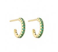Dainty Zircon Open Hoop Earrings for Women Crystal Small C Shaped Round Hoop Earrings Jewelry, Copper, Zircon