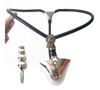 DaiQei Bondage Chastity Belt for Men, Adjustable Stainless Steel Chastity Belt with Removable Anal Plug Chastity Cage Men Extreme Bondage Fetish SM Slave Erotic Costumes Sex Toy (Color : Schwarz, Si