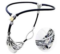 DaiQei SM Chastity Belt for Men Stainless Steel Chastity Cage with Removable Urethra Dilator SM Bondage Chastity Belt Fetish Slave Abstinence Chastity Device Sex Toy for Men (Color : Schwarz, Size :