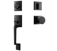 dairazan Matte-Black Modern Front Door-Handle - Entry Door Lock with 3 Keys Single Cylinder Deadbolt,Exterior Door Lever Set,Indoor and Outdoor Handle,Reversible for Left and Right Hand