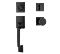 dairazan Oil-Rubbed-Bronze Modern Front Door-Handle - Entry Door Lock with 3 Keys Single Cylinder Deadbolt,Exterior Door Lever Set,Indoor and Outdoor Handle,Reversible for Left and Right Hand Door