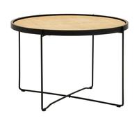 daire coffee table round with black cross metal legs