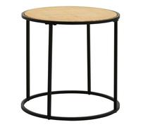 daire side table round with black cross metal legs