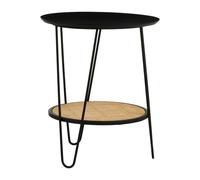 daire wooden side table with black hairpin metal legs