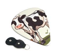 Dairy Cow 6 Pack Guitar Picks With Holder, Personalized Guitar Plectrums Non-Slip Portable Ukulele Bass Picks 0.71mm For Acoustic Guitar Lovers Gifts