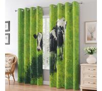 Dairy Cow Blackout Curtains for Living Room Bedroom, Oil Painting Farm Eyelet Thermal Window Treatments 84 Drop - 2 Panels 46 x 84 Inch, Home Decor pw&43
