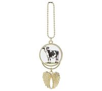 Dairy Cow Car Hanging Ornament Rear View Mirror Pendant Lucky Presents Hanging Ornament Funny Car Pendant for Office Auto Home Decoration Golden-style