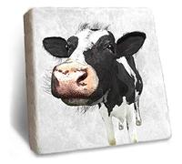 Dairy Cow Coaster - Rustic Edged Natural Marble Coaster by Stone Rebellion (Dairy Cow)