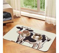 Dairy Cow Dog Food Mat, Absorbent Pet Feeding Mat for Food and Water Bowls Non-Slip Placement Pad for Floors Waterproof Quick Dry Water Dispenser Mat for Dogs Puppy Cats 12x18 Inch