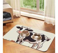 Dairy Cow Dog Food Mat, Absorbent Pet Feeding Mat for Food and Water Bowls Non-Slip Placement Pad for Floors Waterproof Quick Dry Water Dispenser Mat for Dogs Puppy Cats 12x18 Inch