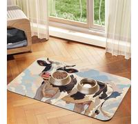 Dairy Cow Dog Food Mats for Floors, 12x18 Inch Non-Slip Super Absorbent Pet Food Mat, Dishwasher Dog Mat for Food and Water, Cute Rubber Quick Dry Pet Feeding Mat for Dogs Puppy Cats