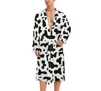 Dairy Cow Pattern Classic Bathrobe Loungewear Dressing Gown Womens Men for Spa Hotel Sleep XL