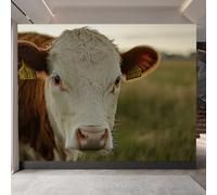 Dairy Cow Photo Wallpaper 300 x 210 CM, 3D Animal Non-Woven Mural, Bedroom Matte Wall Paper Poster, Living Room Waterproof Large Wall Murals, TV Background Wallpaper