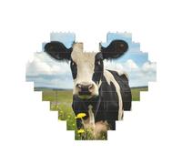 Dairy Cow Print Building Brick Block Puzzle Heart Shaped,Christmas Valentines Birthday Anniversary Presents