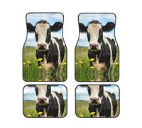 Dairy Cow Print Car Floor Protection Set 4 Pieces Foot Mat Fit Vehicle Anti-Slip Cushion Waterproof