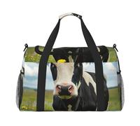 Dairy Cow Print Foldable Carry On Tote Large Capacity Hand Carry Bag for Airplane Weekend Getaways