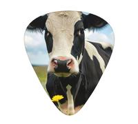 Dairy Cow Print Guitar Pick for Men Women Triangle Instrument Accessories Plectrums(12pcs One sided)