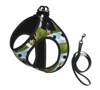 Dairy Cow Print Small Dog Cat Pet Leash Vest Harness, Reflective Vest For Outdoor Walk Hike