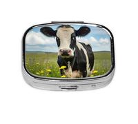 Dairy Cow Print Square Pill Box,Portable for Pocket Or Purse Pill Organizer Pill Container Holder