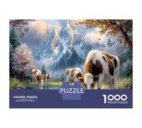 Dairy Cows 1000 Piece Jigsaw Puzzle Snow-Capped Mountains Concentration Training Leisure Time Wall Decor Framed Art 70x50cm/1000pcs