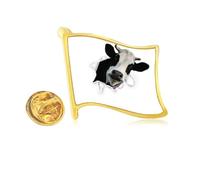 Dairy Cows Impacted Broken Animal Paper Golden Metal Flag Lapel Pin Badge