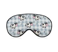 Dairy Cute Cow Sleep Mask Blindfold Pouring Milk Adjustable Super-Smooth Soft Eye Mask Cover for Men Women Travel and Nap