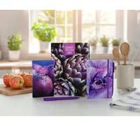 Dairy Diary 2027 3-Piece Planning Set, A5 Week-to-View Diary, Pocket Diary and Notebook, Purple Vegetable Design, Spiral Bound