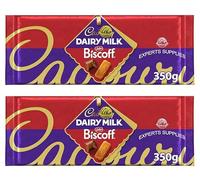 Dairy Milk Biscoff Chocolate Bar 350g, Pack of 2, The Classic Creamy Taste with Caramelised Biscuit Pieces, Perfect for Sharing