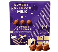 Dairy Milk Chocolate Chunks Advent Calendar 258g - 24 Individually Wrapped Chunks of Dairy Milk, Caramel & Wholenut -Caddbury- Perfect Christmas Giift