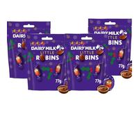 Dairy Milk Christmas Little Robins Chocolate Bag 77g - Individually Erapped Bitesize Dairy Milk Robins (4 x Bags)
