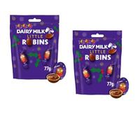 Dairy Milk Christmas Little Robins Chocolate Bag 77g - Individually Erapped Bitesize Dairy Milk Robins (2 x Bags)
