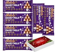 Dairy Milk Christmas Winter Chocolate Bar 100g With Gift Box - Milk and white chocolate in a Christmas shaped bar - cdb (6 x Bars)