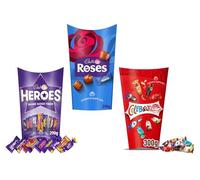 Dairy Milk Heroes & Roses Chocolate Box 290g & NewCelebrations Chocolates Box 300g, An Assortment of Chocolates Perfect For Christmas & New Year (x3, Mixed Chocolate Box)