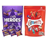 Dairy Milk Heros Pouch 270g & NewCelebrations Chocolates Sharing Pouch 325g, Pack of 2, An Assortment of Milk Chocolates Perfect for Sharing For Christmas & New Year