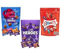 Dairy Milk Heros & Roses Pouch 270g & NewCelebrations Chocolates Sharing Pouch 325g, Pack of 3, An Assortment of Milk Chocolates Perfect for Sharing For Christmas & New Year