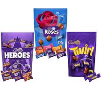 Dairy Milk Heros, Roses & Twirl Pouch 270g, Pack of 3, An Assortment of Milk Chocolates Perfect for Sharing For Christmas & New Year