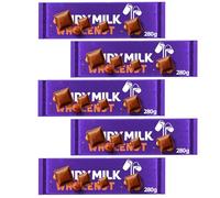 Dairy Milk Wholneut Milk Chocolate Bar Pack, Premium Chocolate Bars, 280g, 5 Count, Perfect for Celebrations