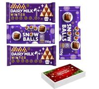 Dairy Milk Winter Wondland,Snowball Mixed Chocolates Bars 100g With Christmass Gift Box - cdb (4 x Mixed Chocolate Bars)