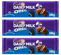 Dairy Milk XL Mint Crisp, Biscoff, Wholenut, Fruit & Nuts, Oreo and Galaxy Chocolate Bar 280g to 360g, Perfect for Sharing For Christmas & New year (x3, Oreo XL 300g)