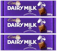 Dairy Milk XL Mint Crisp, Biscoff, Wholenut, Fruit & Nuts, Oreo and Galaxy Chocolate Bar 280g to 360g, Perfect for Sharing For Christmas & New year (x3, Dairy Milk 280g)