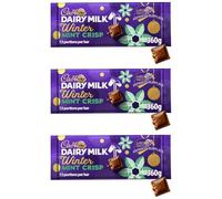 Dairy Milk XL Mint Crisp, Biscoff, Wholenut, Fruit & Nuts, Oreo and Galaxy Chocolate Bar 280g to 360g, Perfect for Sharing For Christmas & New year (x3, Winter Mint Crisp 360g)