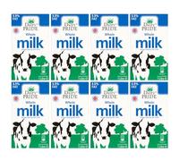 Dairy Pride UHT Whole Milk 1L Pack of 8 Full Fat 3.5% Long Shelf Life Calcium Dairy Drink Multipack Catering Hospitality Office Pantry Drink with Welari Thank You Card | (8pack) (8L)