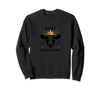 Dairy Queen/King Cow Royalty Funny Farm Humor Sweatshirt, Adult Unisex, Black, L